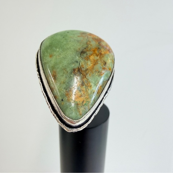 Impression Jasper silver overlay large gemstone ring 925 adjustable size 4-8 - Picture 2 of 8